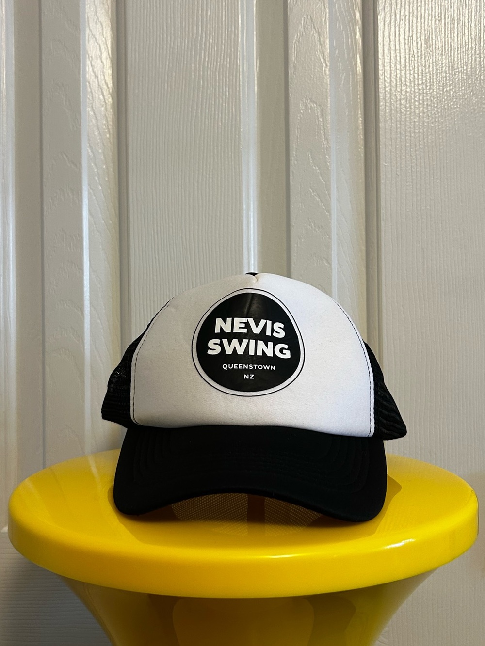 Nevis Queenstown NZ Black & White Trucker Hat